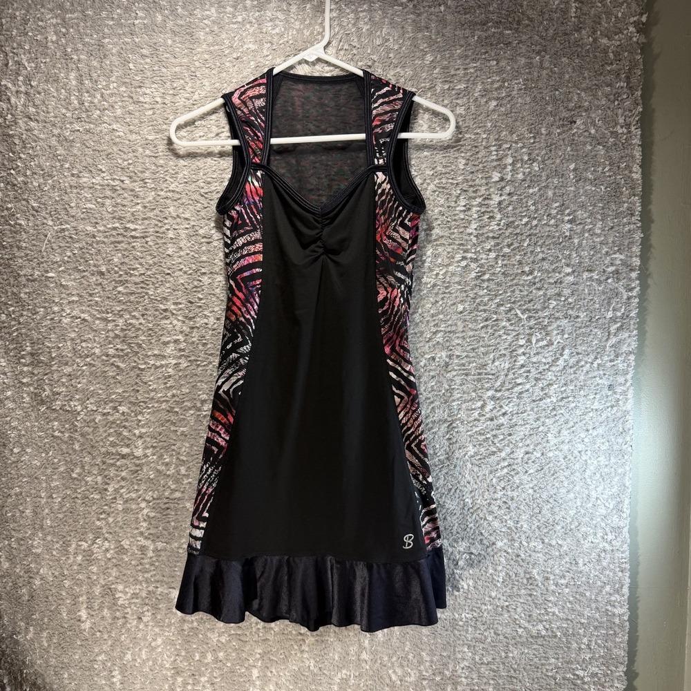 Sofibella Black Tennis Dress With Built In Bra XS Performance Preppy Ruffle Hem